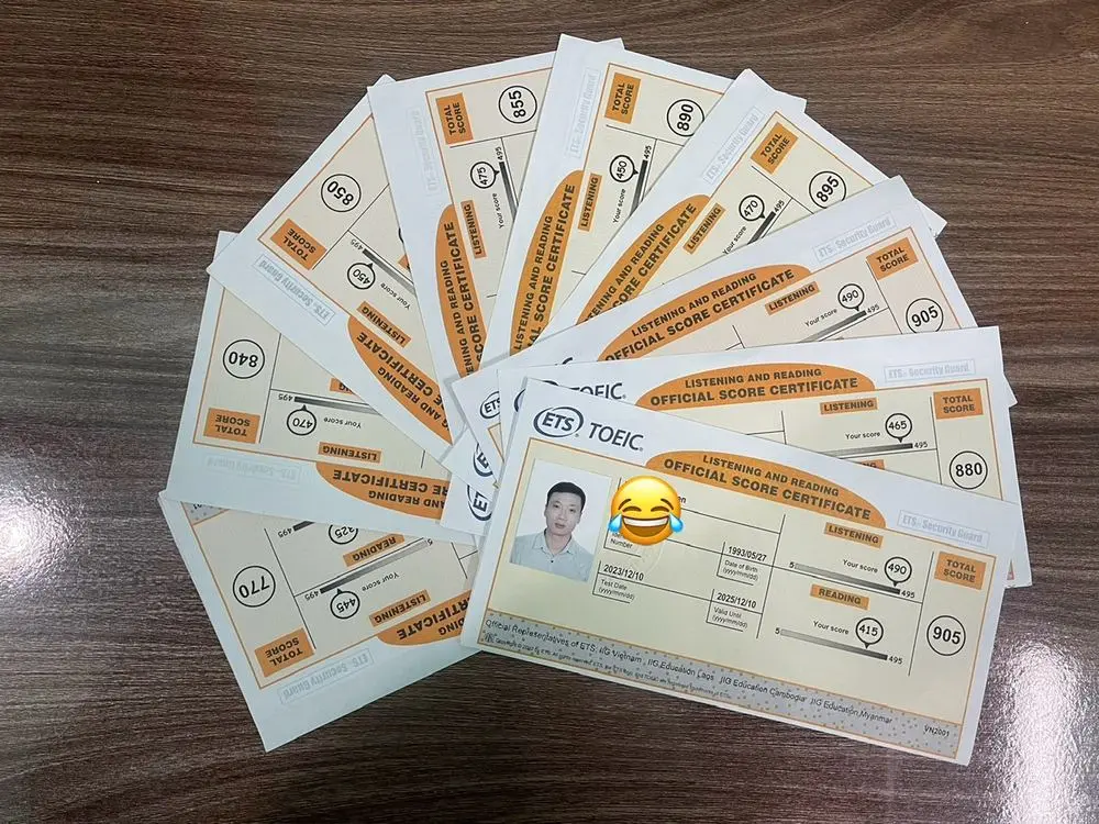 Các bảng điểm TOEIC trên 900 của Hoàng Đình Kiên